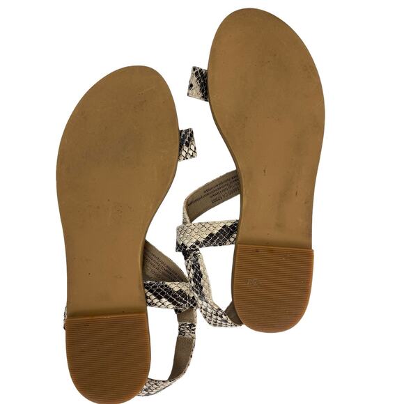 Abound Strappy Black and Cream Snake Print Women's Sandals Size 8 - Picture 2 of 7